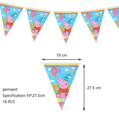 Peppa Pig Birthday Party Decoration Aluminum Foil Balloon For Kid Event Supplies Disposable Tableware Banner Backdrop Gift