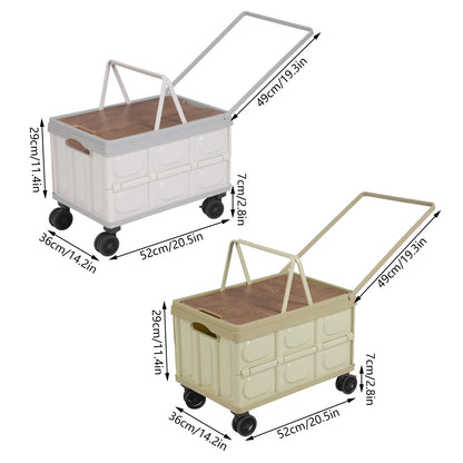 50L Professional Folding Box Rolling Crate Shopping Trolley Foldable Shopping Cart with Lid Big Capacity Container