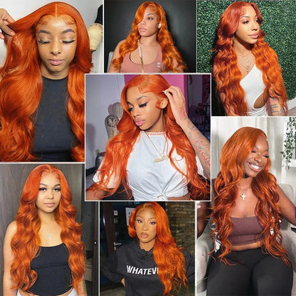 350 Ginger Orange Colord Body Wave Lace Front Wigs Human Hair 13X5 Lace Front Wigs Human Hair HD Transparent Lace Wig For Women