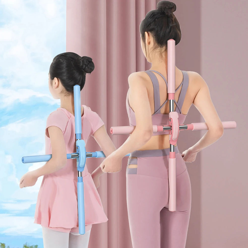 Yoga Hunchback Corrector Adjustable Stainless Steel Body Stick Cross Open Back Standing Training Stick Gym Home Sports Equipment