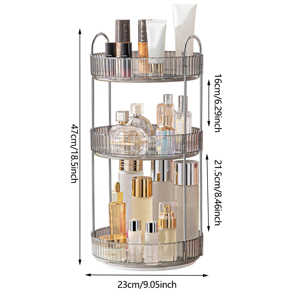 360 Degree Rotation Make Up Organizer Box Transparent Fashion Cosmetic Organizer Multi-Function Detachable Dressing Table