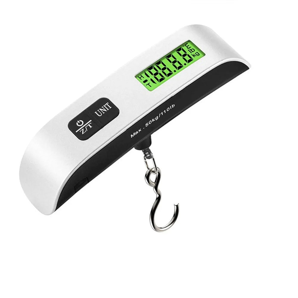 50kg/110lb Portable Digital Luggage Weight Scale LCD Display Pocket Electronic Suitcase Travel Scale Balance Baggage Weight Tool