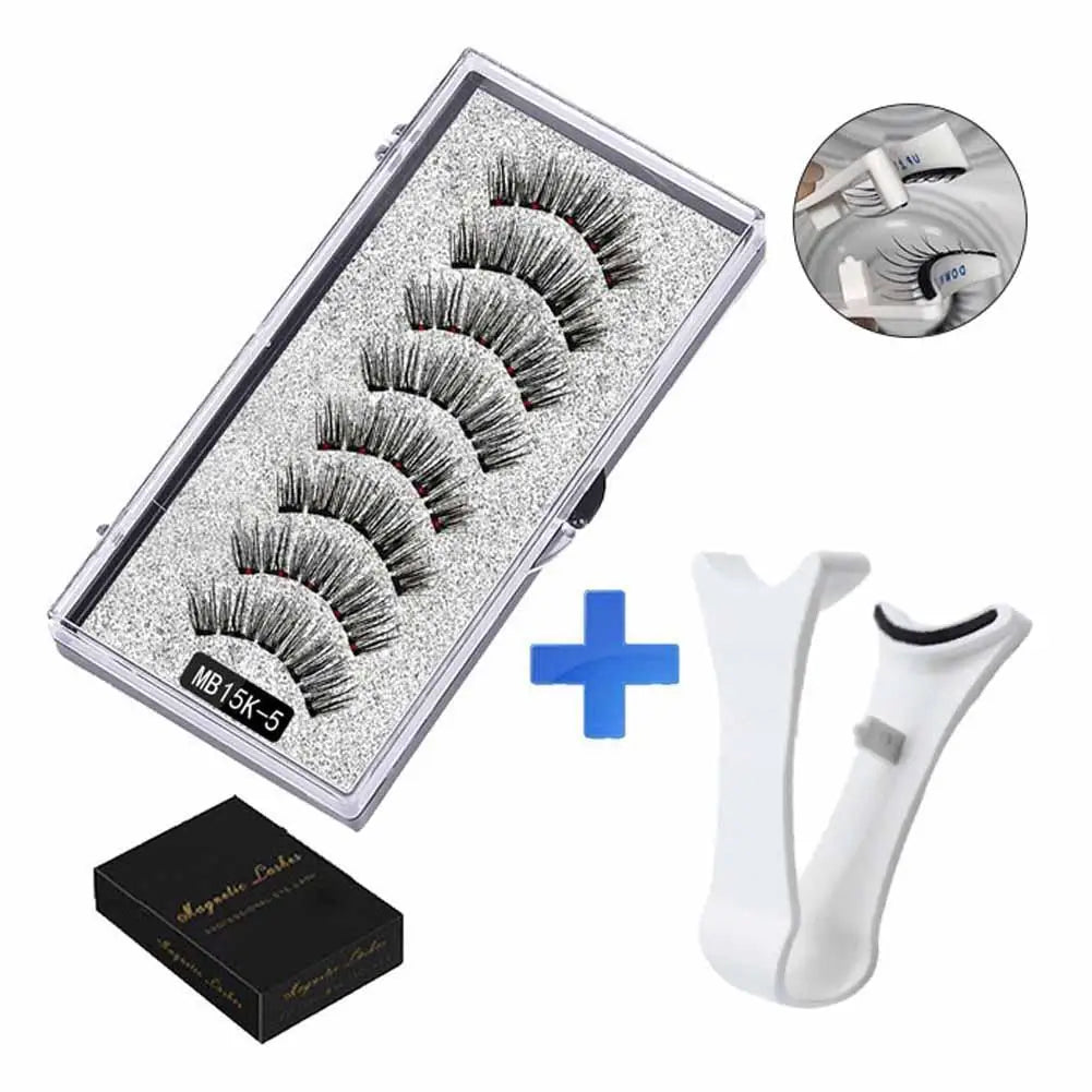 3D Natural Magnetic Eyelashes,With 5 Magnetic Lashes Shipping Box Eyelashes Handmade False Gift Reusable Support Drop Magne T6N2