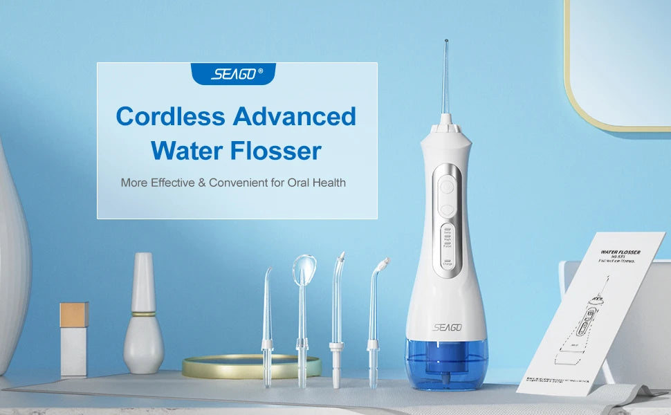 SEAGO New Oral Dental Irrigator Portable Water Flosser USB Rechargeable 3 Modes DIY Mode IPX7 Water for Cleaning Teeth SG833