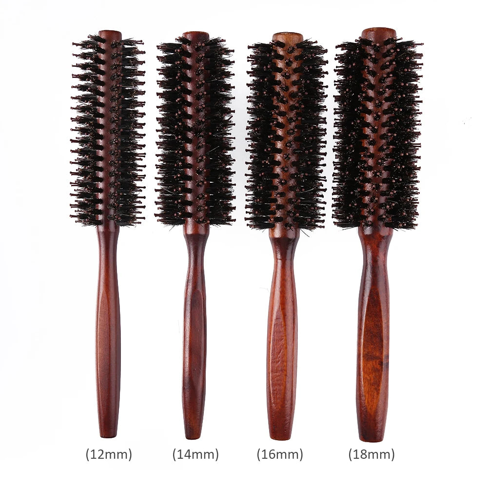 Round Hair Brush Anti Slip Handle Hair Styling Brush Detangling Hair Brush Boar Bristle Hair Brush for Hair Styling