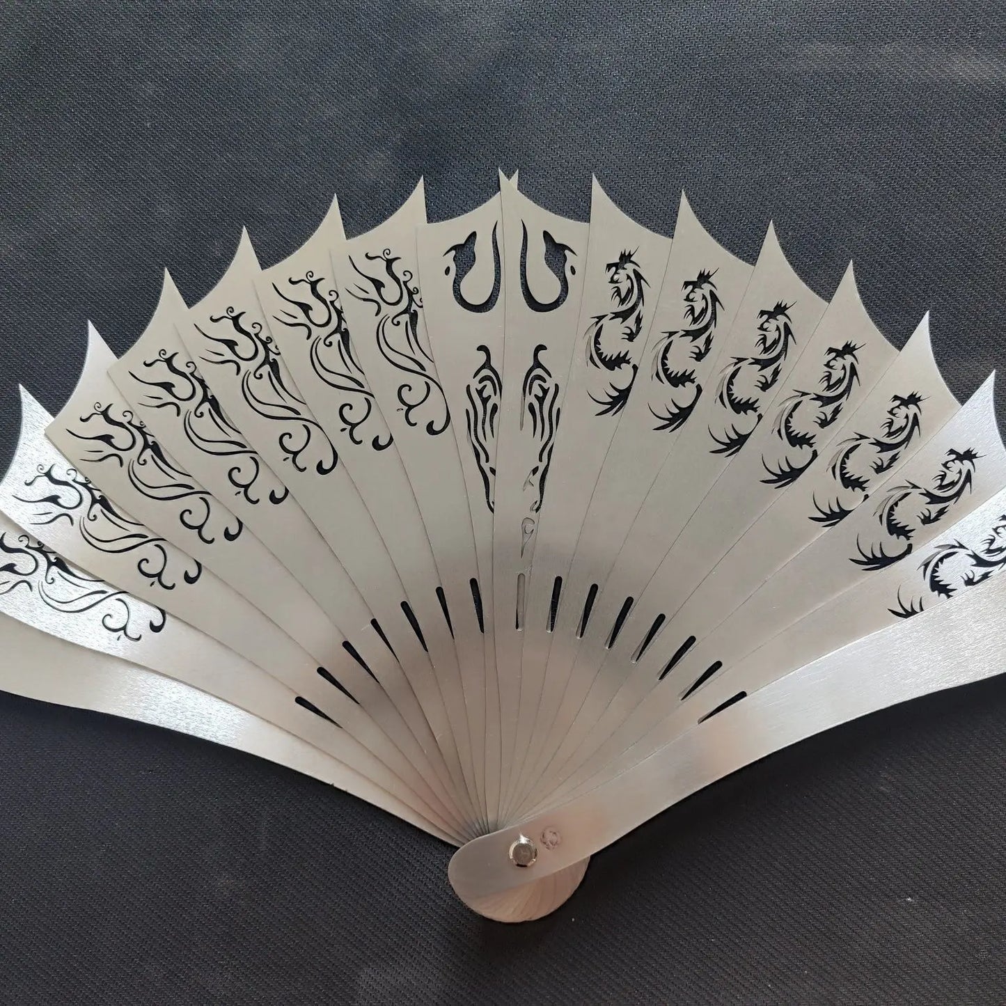 Self-Defense Metal Folding Fan Stainless Steel Fan Ancient Style Hollow Fan Kung Fu Fan Decoration Crafts