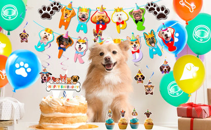 Puppy Birthday Party Supplies for Kids,159pcs Birthday Party Supplies&Tableware Set Dog Party Plates Cups Napkins Banner Balloon