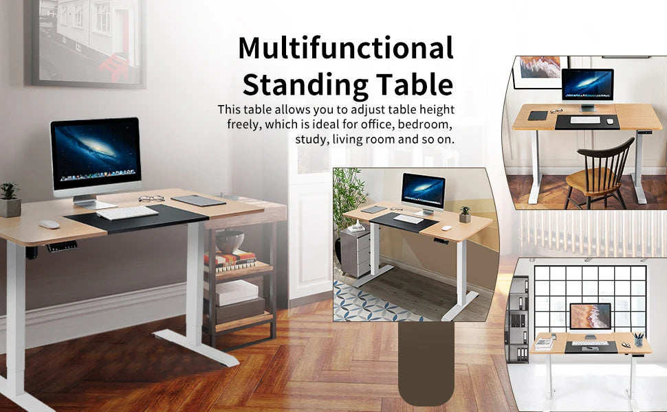 GOFLAME Electric Height Adjustable Standing Desk, Sit Stand Desk w/ Frame, 4 Programmable Preset Controller