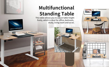 GOFLAME Electric Height Adjustable Standing Desk, Sit Stand Desk w/ Frame, 4 Programmable Preset Controller