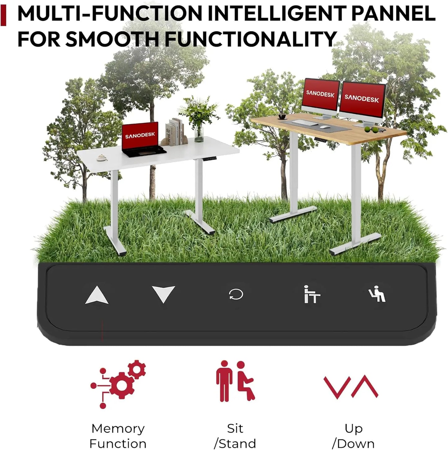 110 * 60 Electric Standing Desk ONE PIECE Height Adjustable Standing With Memory Smart Panel Desk Sit Stand