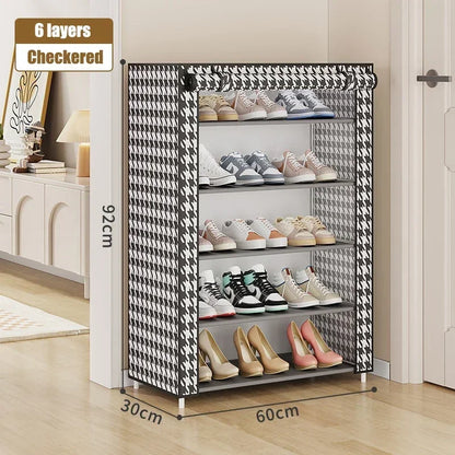 Shoe Cabinet Dustproof Fabric Multifunctional Storage Shoe Rack Moisture-proof Elevated Design Large Capacity Shoe Rack Cabinet