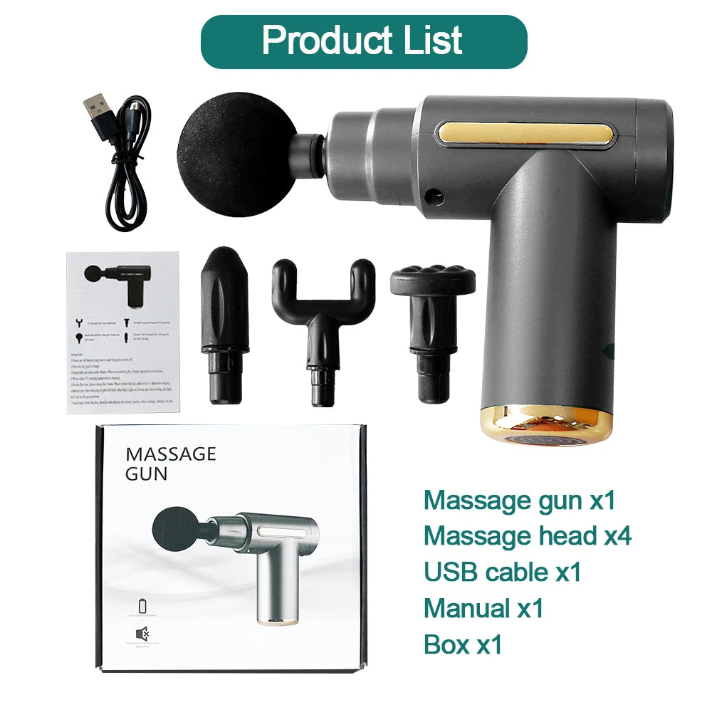 Portable Massage Gun 6 Speeds for Muscle Pain Relief Back Neck Deep Tissue Vibration Massager Relaxation Handheld Percussion