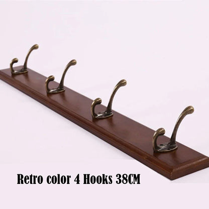 Wall Mounted Solid Wood Coat Rack with Hooks Hats Clothes Hanger Closet Organizer Perchero Furniture for Hallway Entrance Decor