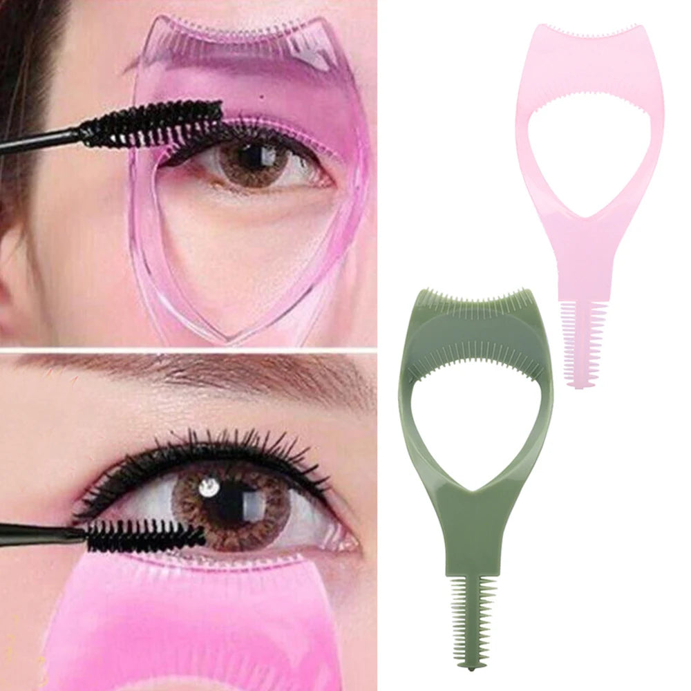 3 In 1 Mascara Applicator Shield Multi-function Mascara Helper Eyelash Curler Applicator Comb Guide Helper Creative Makeup Tool