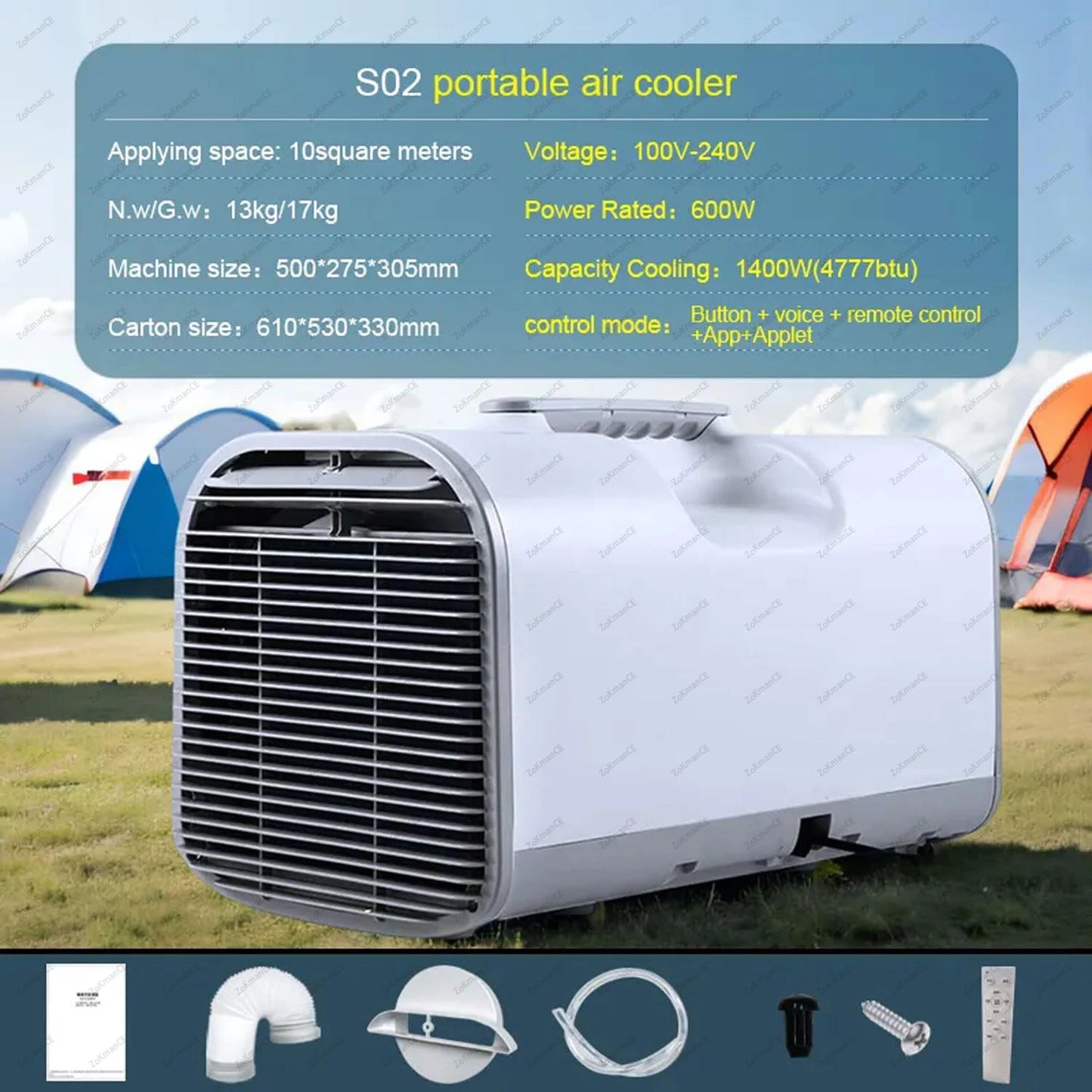 4777BTU Portable Air Conditioner Rapid Cooling Energy Saving Mini Air Cooler Compact Dehumidifier with App&Remote Control for RV