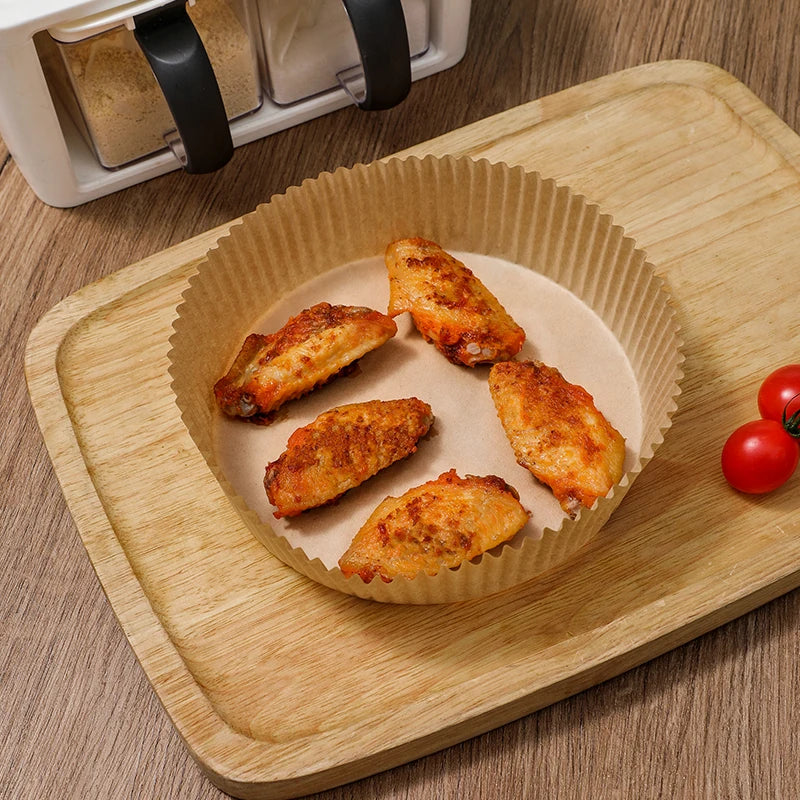 50pcs Air Fryer Special Paper Food Silicon Oil Paper Round Bracket High Temperature Absorbent Paper Baking Accessories