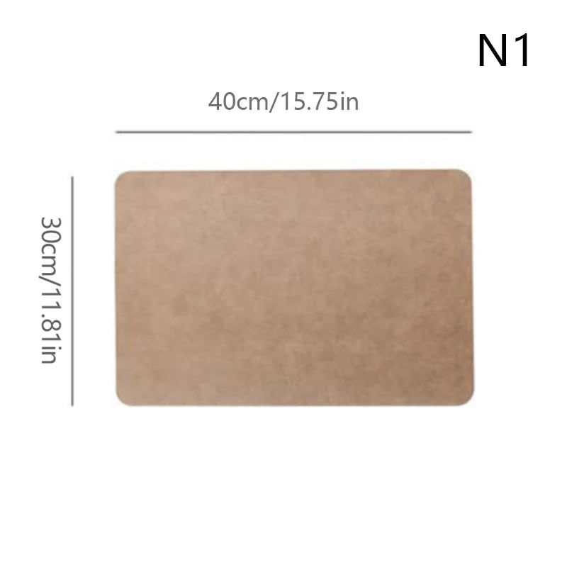 1pcs Light Luxury Solid Leather Placemat Coffee Brown PU Table Mat Waterproof Oilproof Heat-Insulated Plate Bowl Pad Table Decor