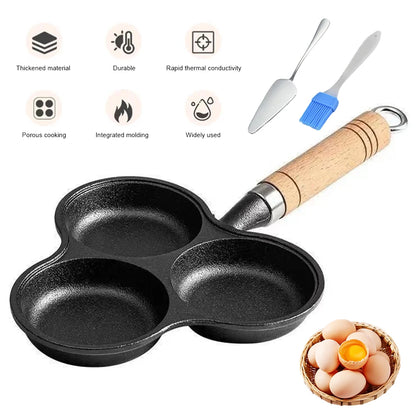 3-Cup Cast Iron Egg Frying Pan Non Stick Pancake Pan with Handle Crepe Pan Fried Egg Pan for Breakfast Fried Egg Pancakes Steaks