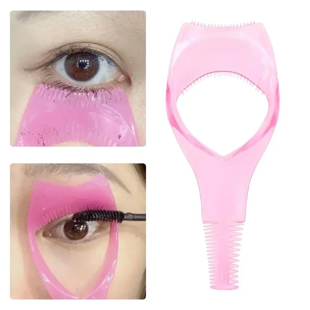 3In1 Eyelash Aid Easy To Use Eye Liner Stencil Pink Plastic Eye Lash Card Mascara Guard Lightweight Cosmetic Tools Free Shipping