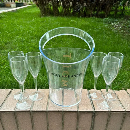 6 Cups 1 Bucket Ice Buckets and Coolers Wine Glasses 3000ml Acrylic Goblets Champagne Wedding Bar Party Wine Bottle Holder