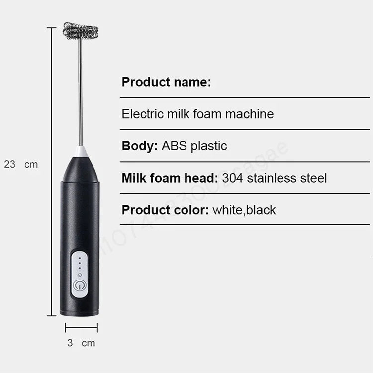 Wireless Milk Frother Electric Type-C Blender Handheld Stainless Steel Mini Coffee Maker Whisk Mixer For Coffee Cappuccino Cream