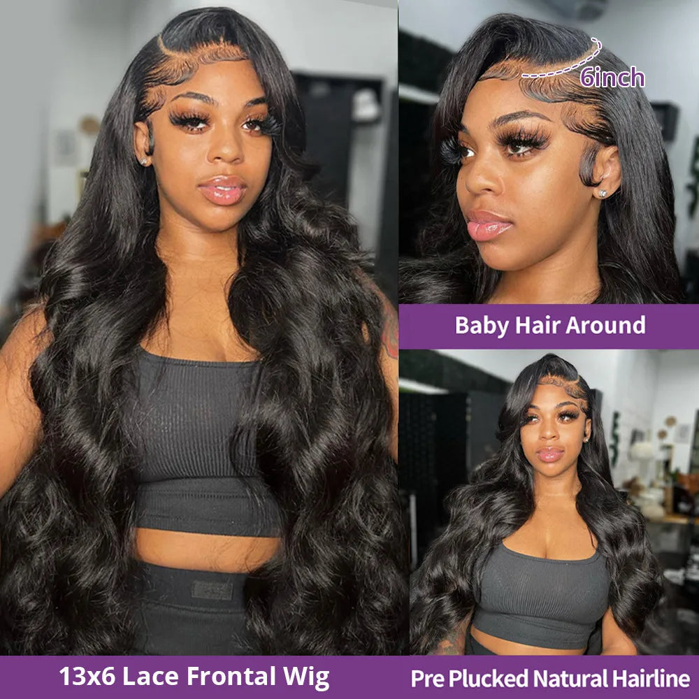 13x6 13x4 360 Full Transparent Lace Front Human Hair Wig 200% Body Wave Lace Frontal Wig Preplucked Lace Front Wigs For Women