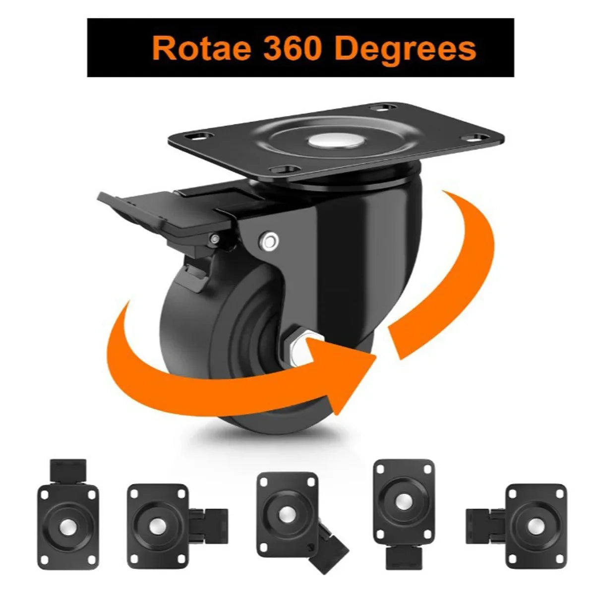 2.5"/3" Caster Wheels Set of 4, Heavy Duty Casters with Brake, No Noise Locking Polyurethane (PU) Wheels