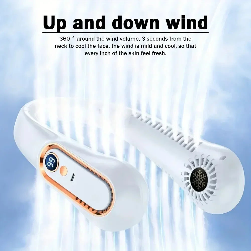 Silent neck hanging fan, strong wind, small fan, portable portable portable air conditioner, mini bladeless lazy fan