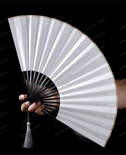 Nine-Inch Daya Titanium Alloy Folding Fan Crafts Antique Portable Xuan Paper Self-Defense Custom Steel Rib Fan Flesh Eater