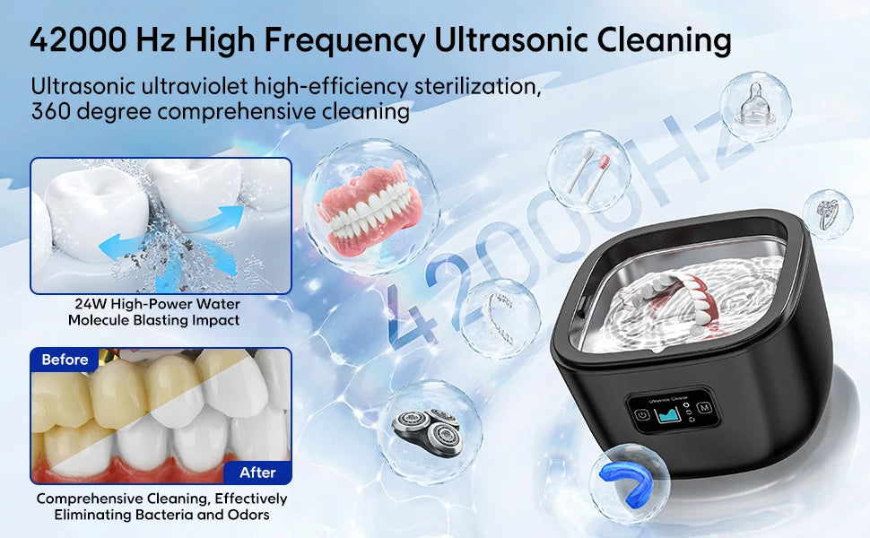 Ultrasonic Cleaning Machine Multi-function 42000hz High Frequency Denture Cleaning Watch Jewelry Glasses Automatic Cleaner