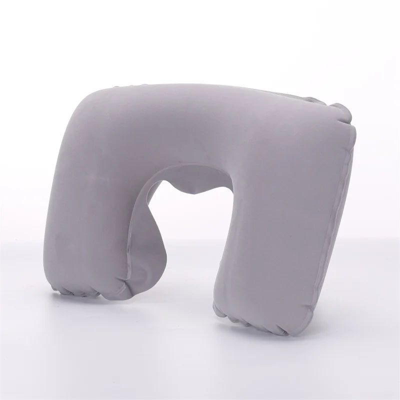 Portable U Shape Inflatable Travel Pillow Adjustable Travel Inflatable Neck Pillow Air Cushion for Airplanes Traveling JAF059