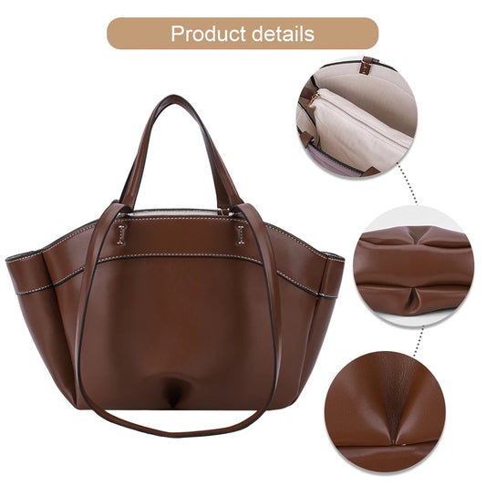 Shoulder Bag for Women Large Capacity Handbag PU Leather Trendy Casual Commuting Bag Shopping Travel Bag