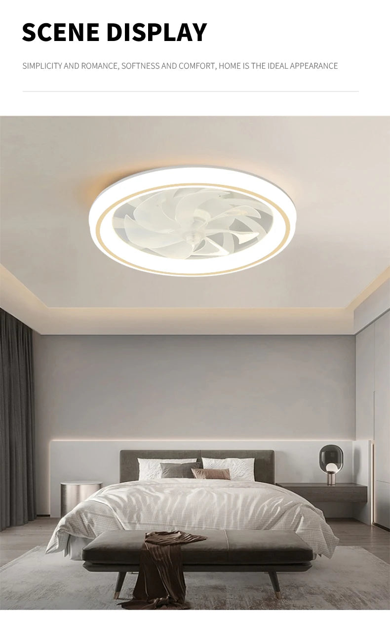 New Ceiling Fan Light Living Room Bedroom Modern and Simple Home Intelligent Remote Control Restaurant LED Fan Light