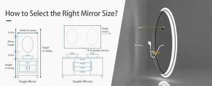 LED Bathroom Mirror Round 600/800mm Illuminated Dimmable Backlit Lighted Wall Vanity Mirror Anti-fog Smart Makeup Shaving Mirror