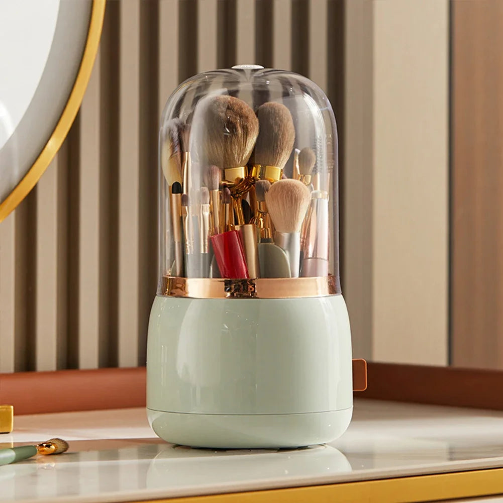 360° Rotating Makeup Brush Holder Luxury Cosmetic Organizer Lipstick Eyebrow Pencil Holder Eye Shadow Display Case Storage Box