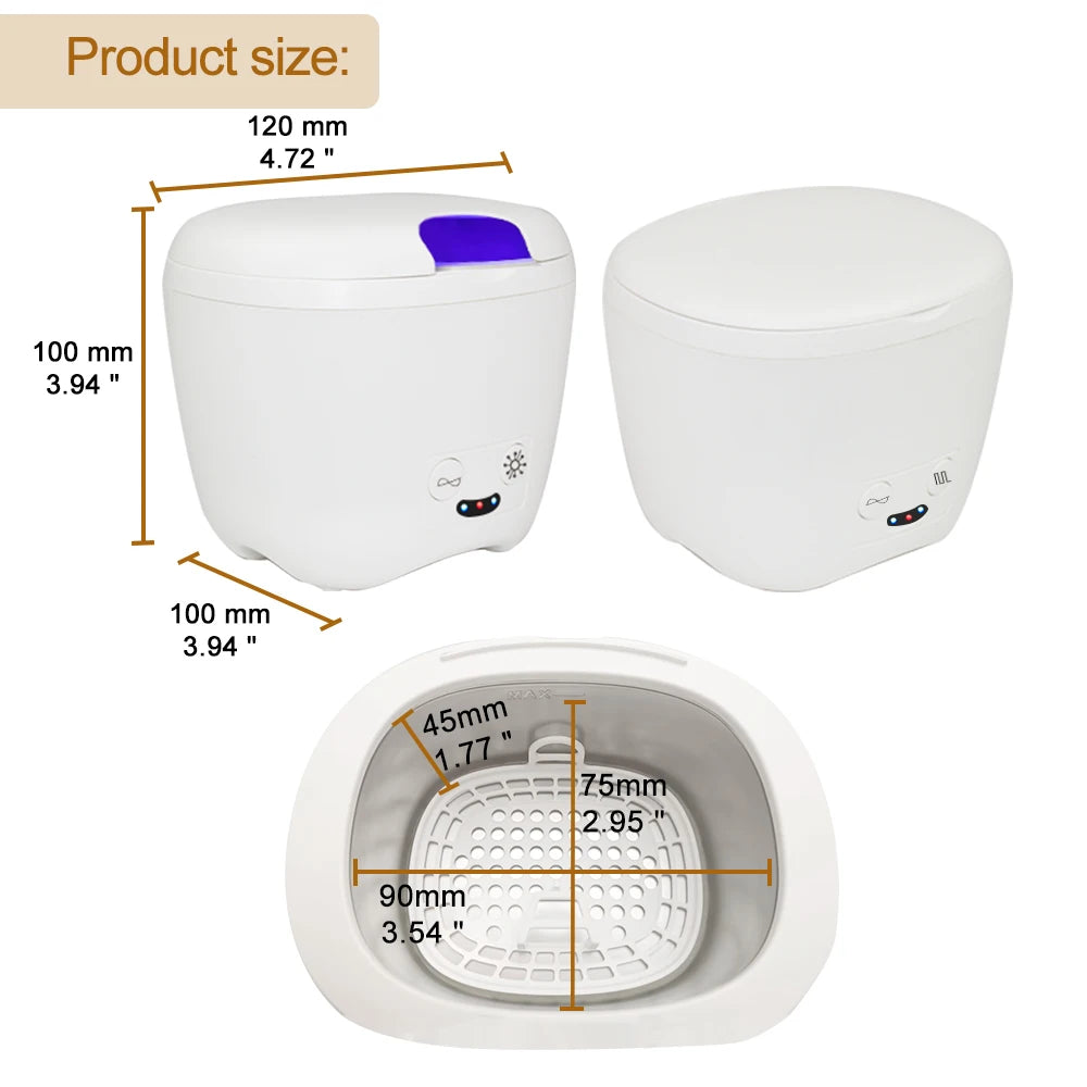 Portable Ultrasonic Retainer Cleaner for Denture Jewelry Orthodontic Washer Household Ultrasonic Cleaning Machine with UV Light