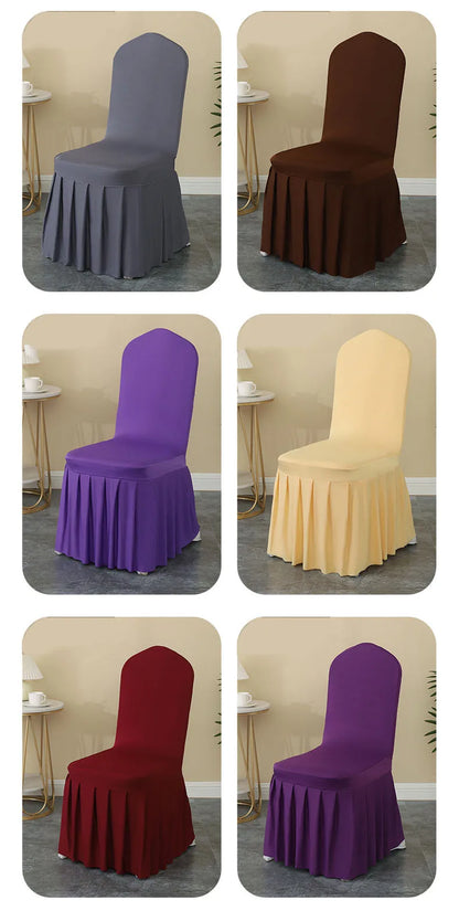 5/10/50/100pcs Pleated skirt Spandex Chair Cover Hotel Banquet Party Events Wedding Decoration Dining Room Seat Protector Covers