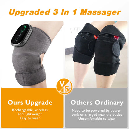 3 in 1 Electric Heating Massage Belt Knee Shoulder Vibrator Hot Compress Joint Physiotherapy Support Brace Arthritis Pain Relief