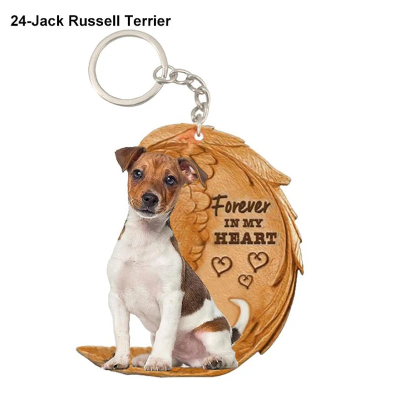 39 Style Cut Dog Forever In My Heart Angel Pendant Bag Keychain Car Key Chain Keyring Pet Jewelry Best Friends Gifts Accessories