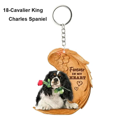 1 Piece 23 Style Dog Forever In My Heart  Angel Pendant Bag Key Chains Car Keychain Keyring  Pet Jewelry Gift For Women Girls