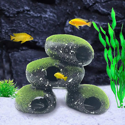 Simulation Stone Fish Shrimps Shelter House Ornaments  Artificial Plants Resin Flocking Aquarium Fish Tank Decoration