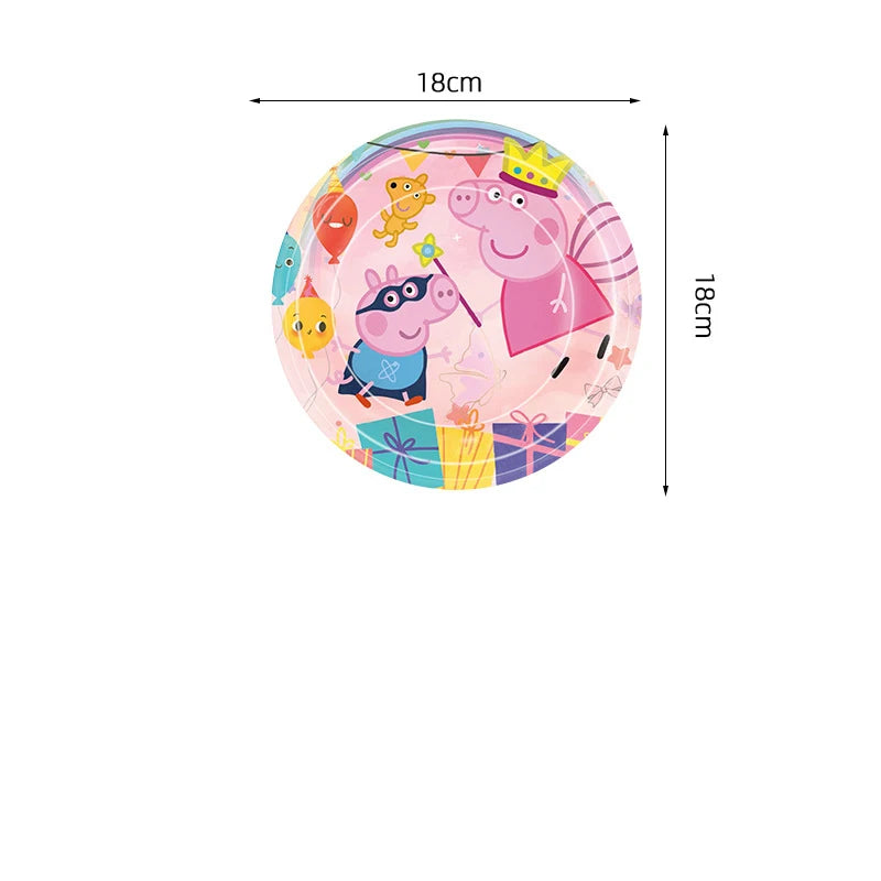 Peppa Pig Birthday Party Decoration Banner Cartoon George Page Balloons Paper Plates Disposable Tableware Decor Background