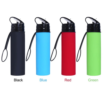 600ml Portable Water Cup Lightweight Silicone Sports Bottle Reusable Foldable Detachable with Suction Tubes Outdoor Accessories