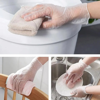 100Pcs Food Grade Disposable Gloves Portable Non-Slip Acid Work Safety Cleaning Gloves Transparent TPE Latex Free Gloves