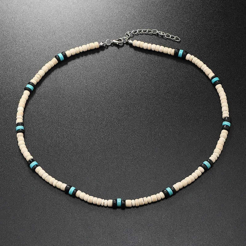 Vintage Coconut Shell Turquoise Chains Necklaces for Women Men's Surfing Choker Luxury Holiday Jewelry Collares