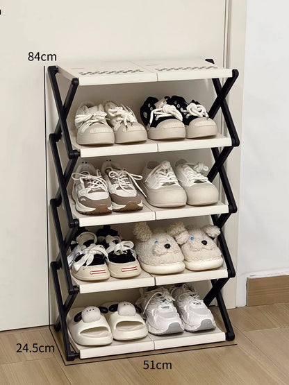 Simple Shoe Cabinet Multi-layer Folding Shoe Storage Device Home Organization And Storage Shelf