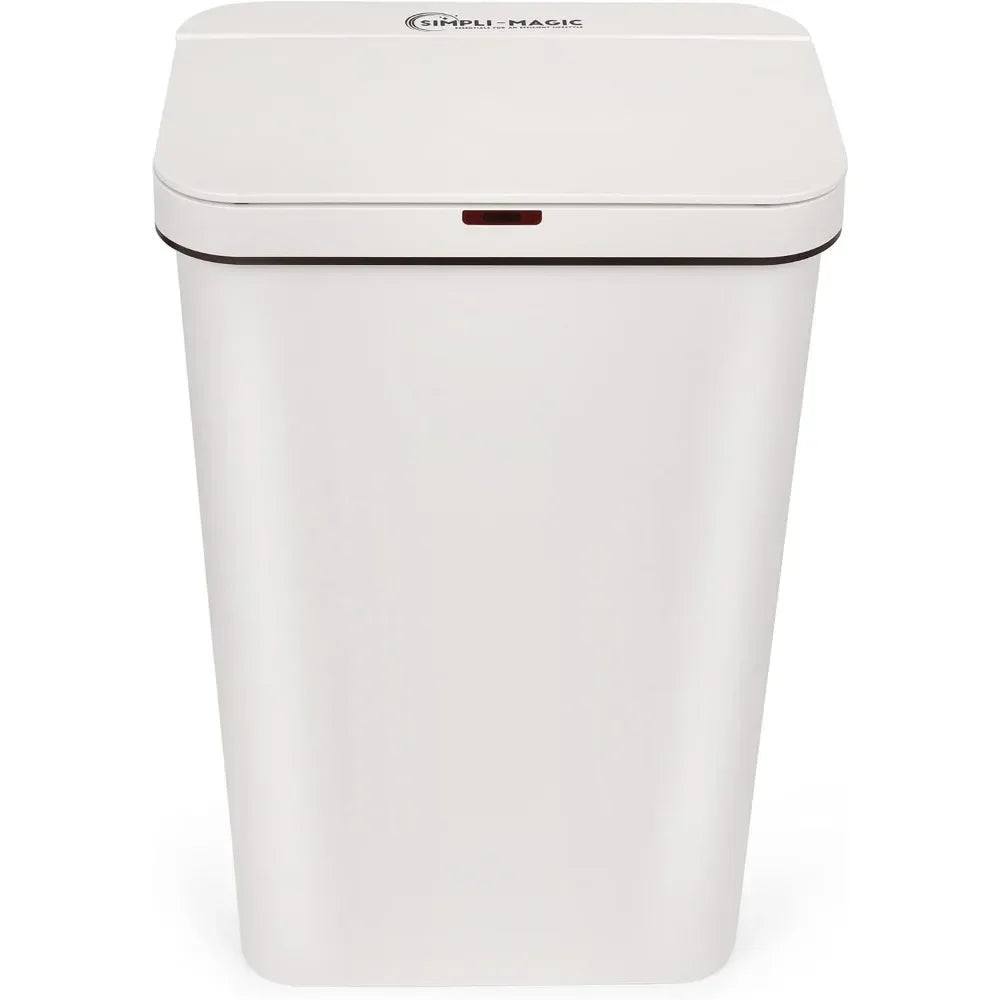 13 Gallon Touchless Sensor Trash Can, Rectangle Garbage Bin, Perfect for Home, Kitchen, Office, White