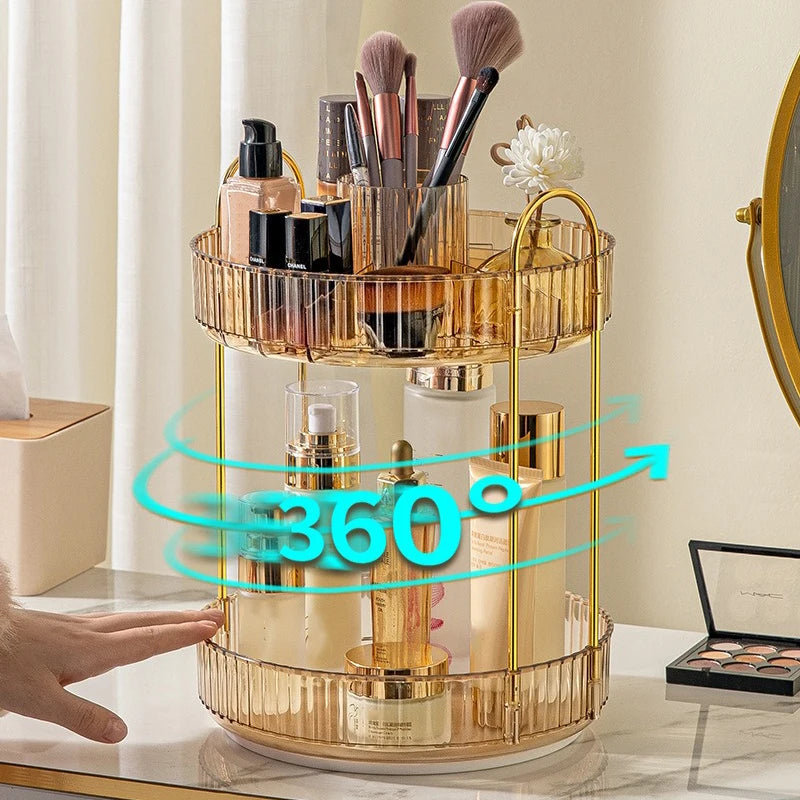 1 Pc cosmetic storage rack, modern round handle cosmetic storage rack made of high-grade and high-quality PET material, and 360