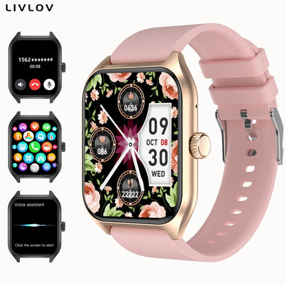 AI Voice Assistant Smart Watch for Men Women, 1.96'' HD Screen Activity Trackers with 100+Sports/ Sleep/ Heart Rate Monitor