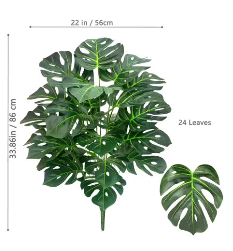 105cm /40.5in Artificial Monstera Plants Fake Palm Tree Plastic Turtle Leaves Green Tall Plants For Home Garden Room Decor